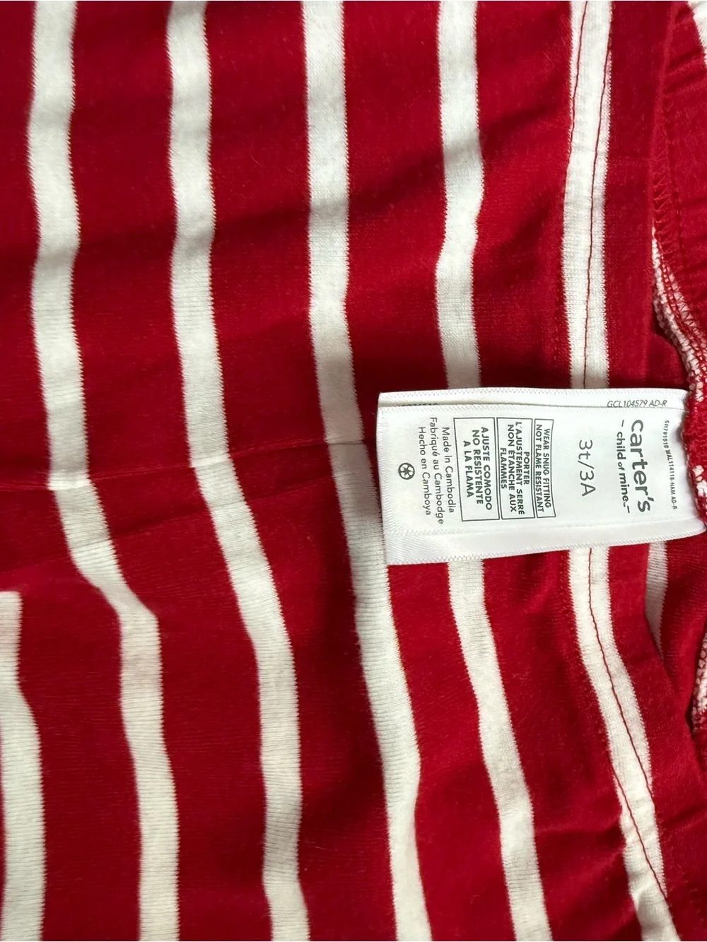 Carter's Red and White Striped Santa Pajama Set